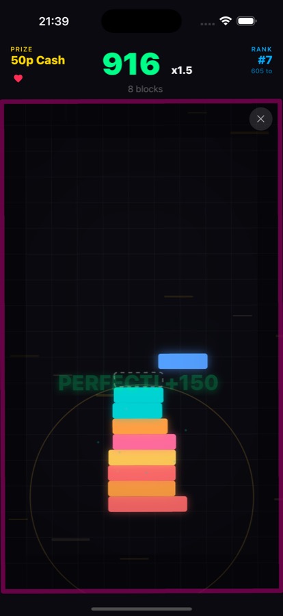 Gameplay — perfect stack bonus